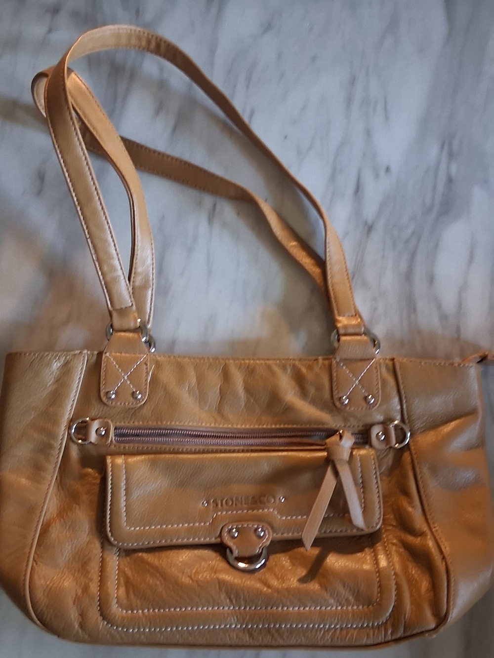 Tan Leatherette Shoulder Bag